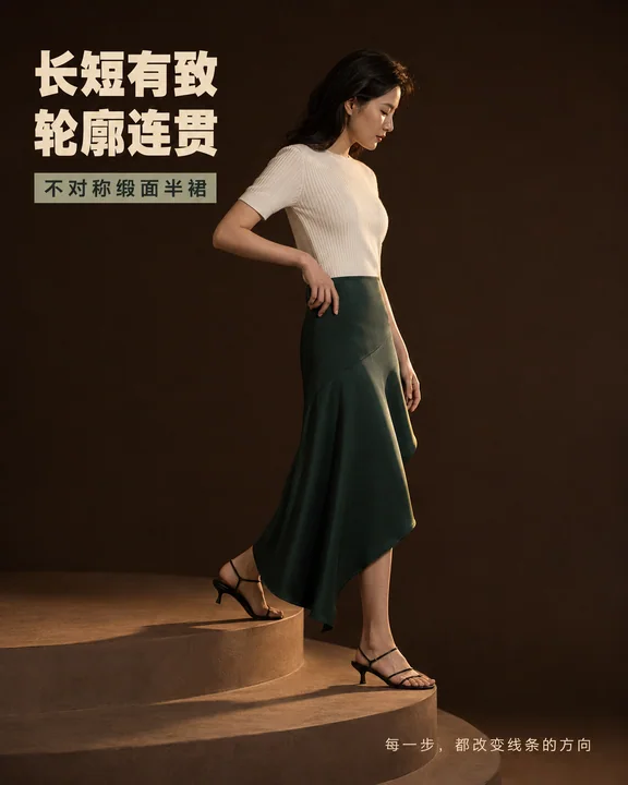 墨绿缎影：阶梯上的流动韵律