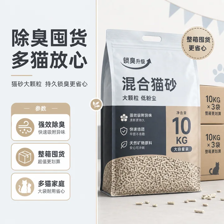 多猫家庭整箱囤货除味猫砂主图