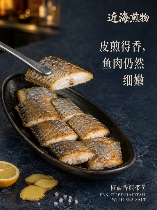 极简美学焦香带鱼美食海报设计