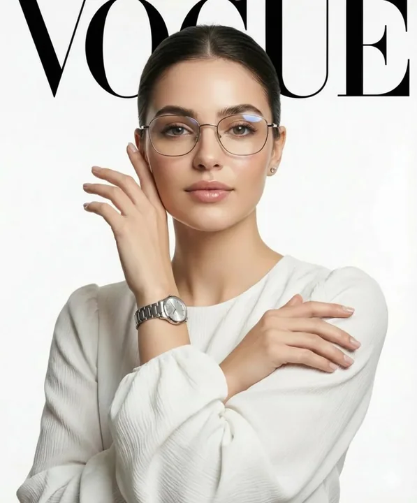 極簡銀鏡白絹女性VOGUE