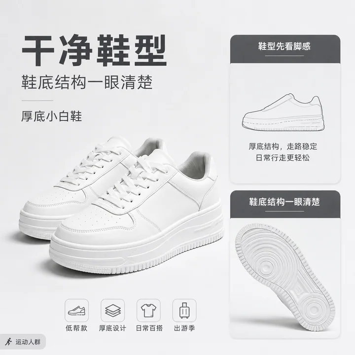 极简厚底小白鞋天猫搜索点击主图
