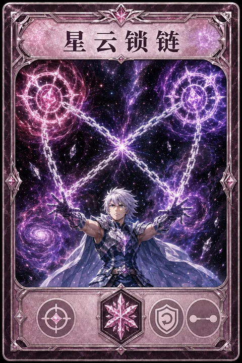 圣斗士瞬星云锁链:玫瑰银箔精致技能卡设计