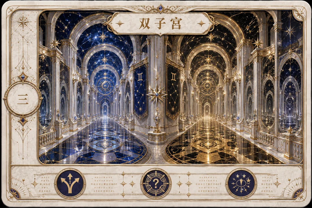 双子宫迷宫：金蓝交织的对称幻象卡面