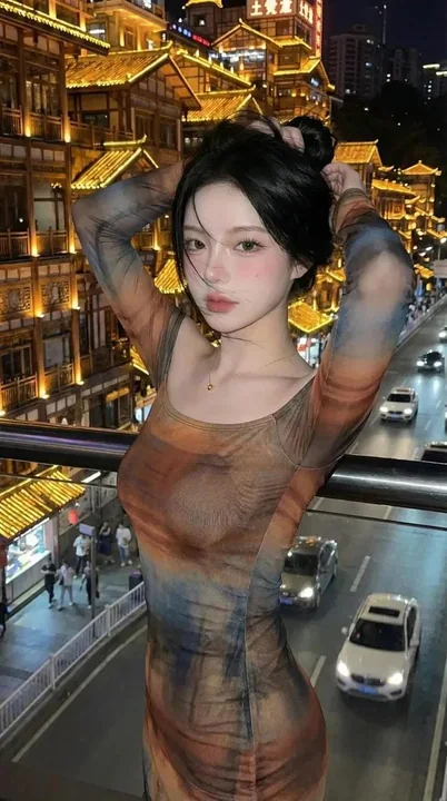 抖音风格洪崖洞写实少女