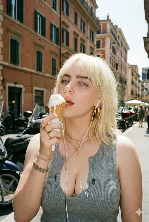 Le moment de glace de la fille blonde ensoleillée