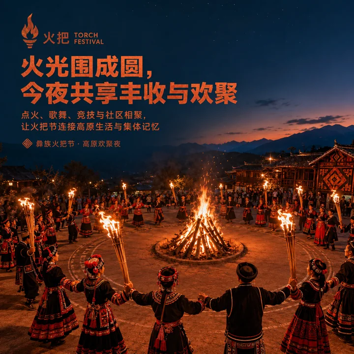 彝韵火光:彝族火把节品牌庆典主视觉