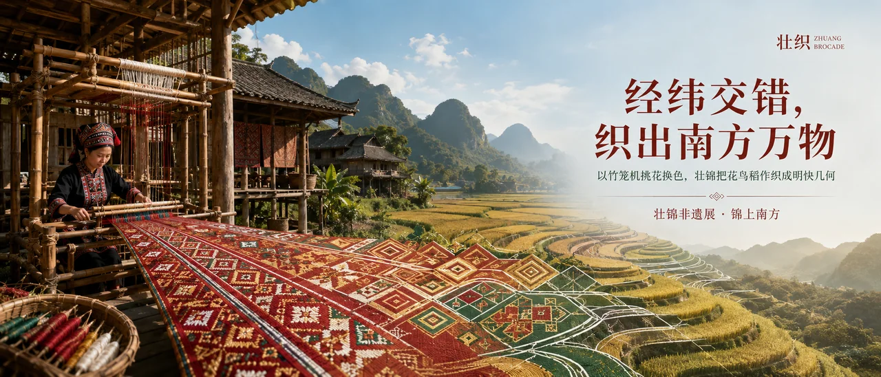 经纬交错壮锦韵,南方万物入画屏