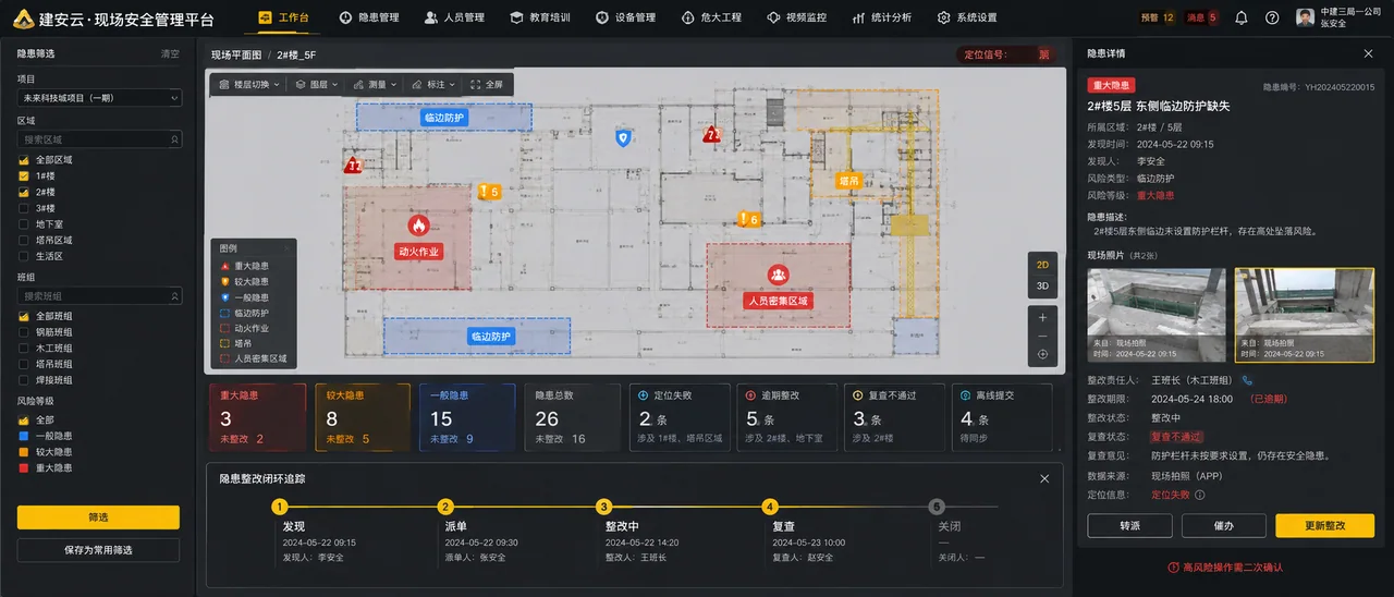 智慧工地施工安全管理平台宽屏UI设计