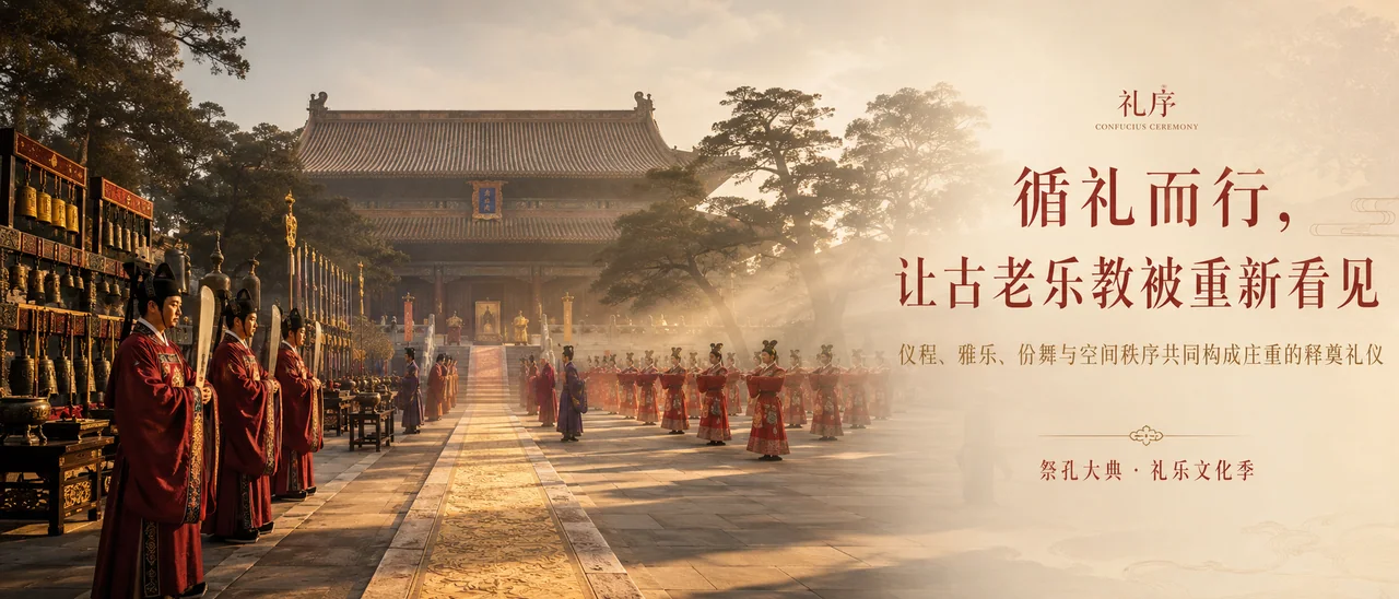 L'ordre rituel du ciel et de la terre : affiche visuelle pour écran ultra-large du Grand sacrifice à Confucius