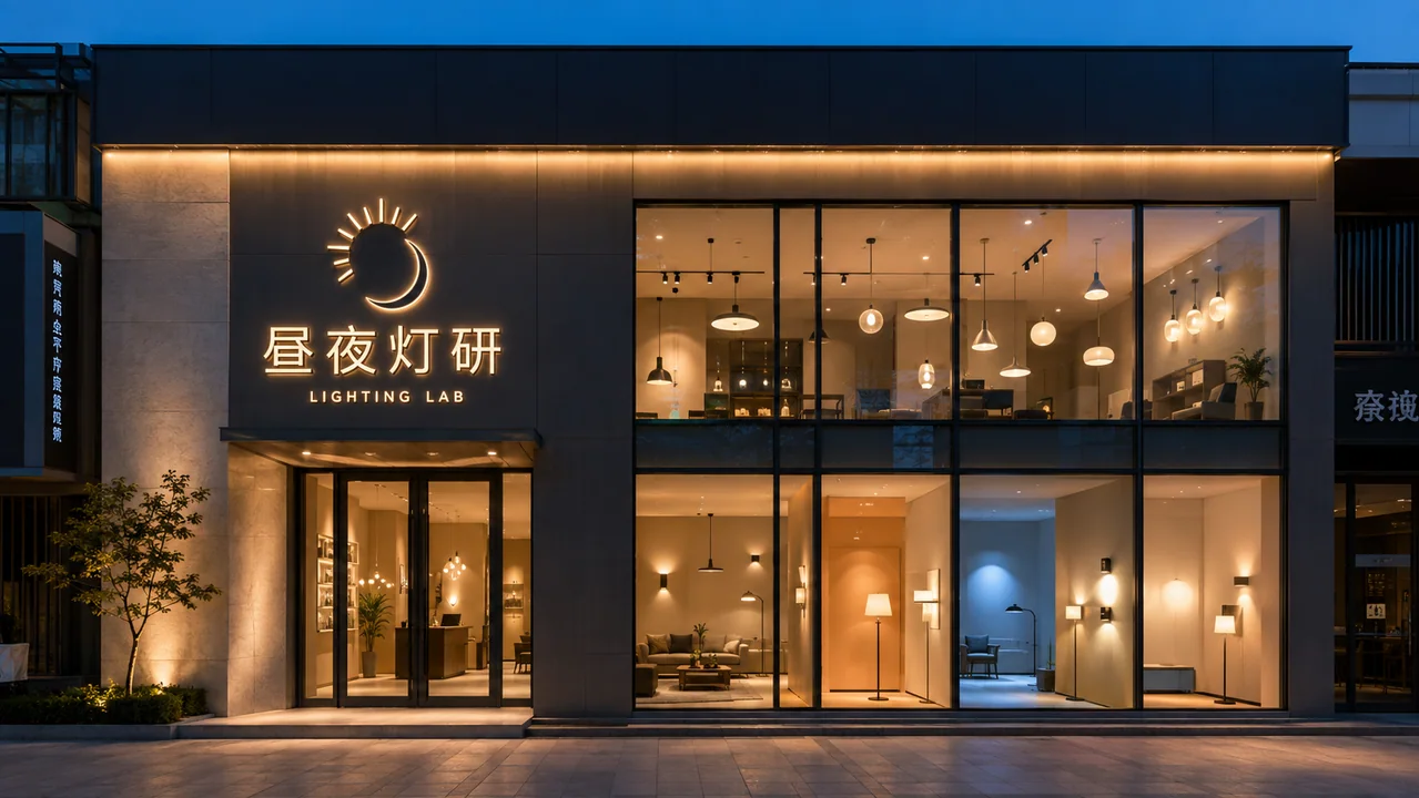 昼夜灯研现代灯具店双层挑高门头设计