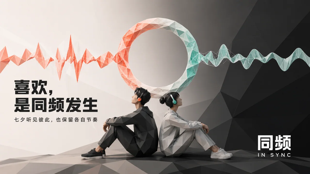 极简几何风格七夕同频情感商业插画