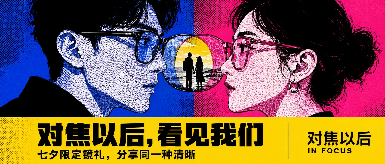 波普幻境七夕限定时尚眼镜插画设计
