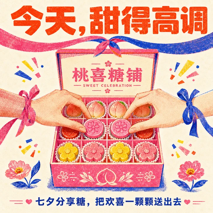 桃喜糖铺七夕礼盒:高调示爱分享甜蜜
