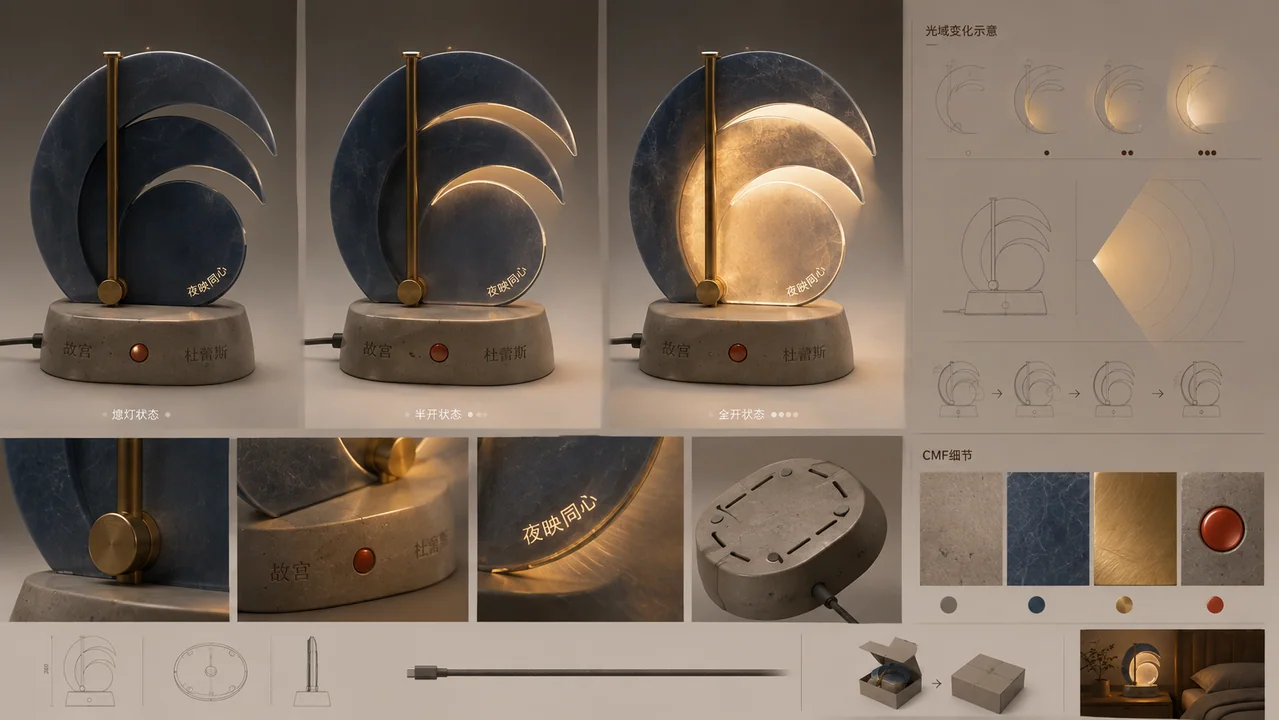 故宫联名杜蕾斯夜映同心概念夜灯设计