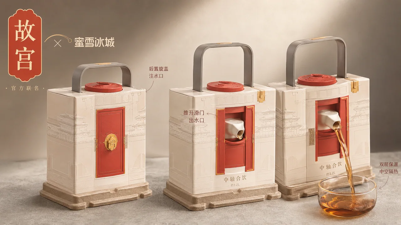 故宫联名蜜雪冰城中轴合饮共享壶设计