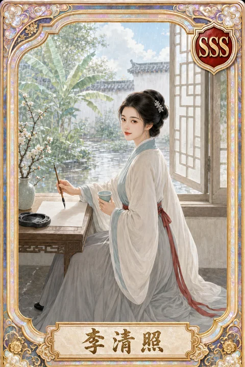易安才情：SSS级典藏李清照春雨画卷
