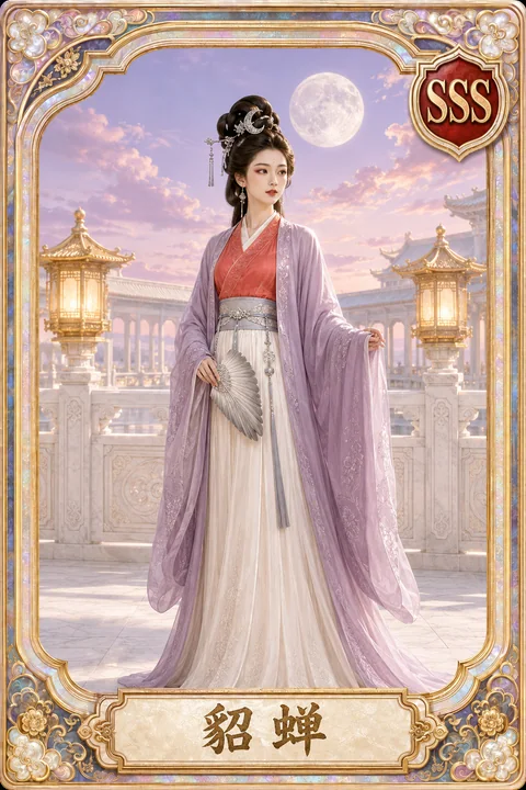 华夏红颜SSS级典藏卡：闭月佳人貂蝉