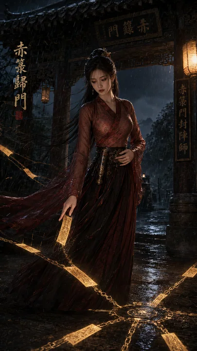 雨夜赤箓门：封阵女修的端丽禁术时刻
