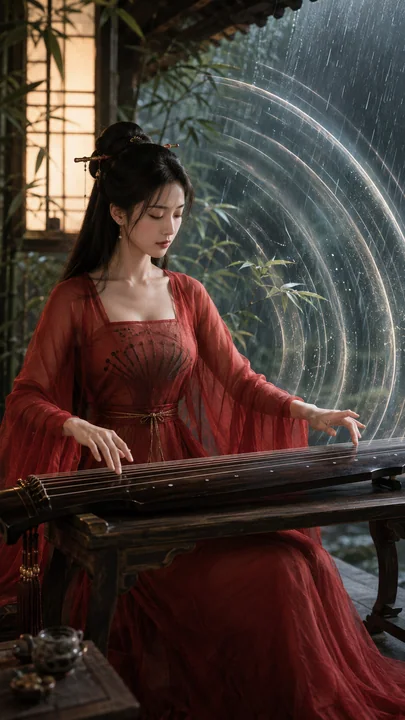 唐风幻想:朱弦阁琴修少女雨幕海报