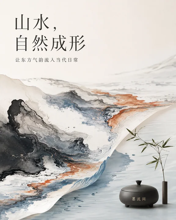 水墨流间:现代东方生活美学商业插画
