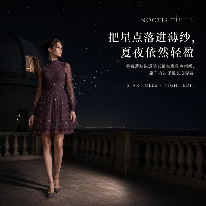 墨莓星夜:高定薄纱品牌视觉大片