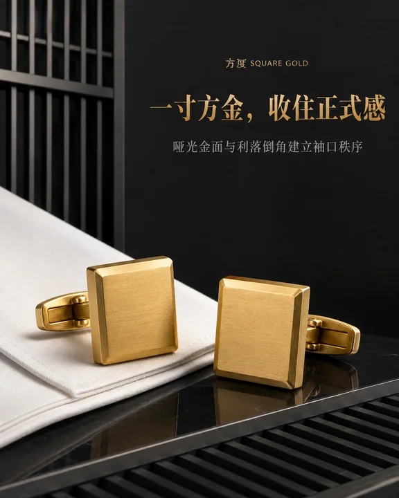 建筑秩序下的方度:哑光金袖扣品牌视觉大片