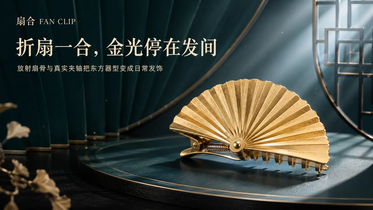 扇合:新中式几何金饰官宣首屏横幅