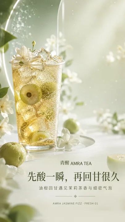东方清冽美学:油柑茉莉气泡茶品牌开屏