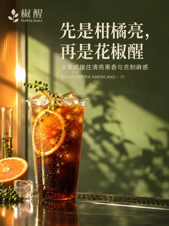 椒醒时刻：青花椒柑橘美式品牌视觉海报
