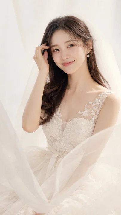 高调柔雾奶油色系婚纱棚拍