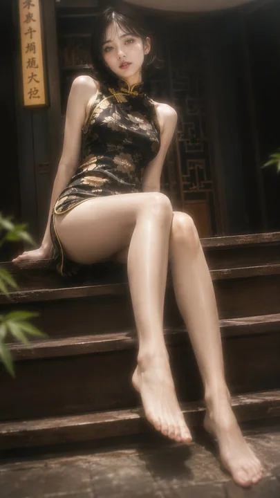 CCD柔焦黑金旗袍柔光人像