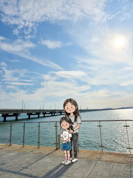 实景背景可爱手绘涂鸦人物转换