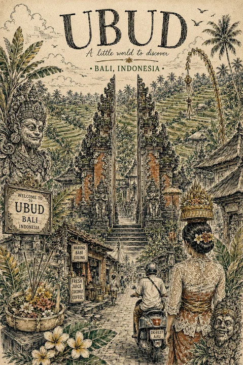 手绘风格创意旅行海报插画