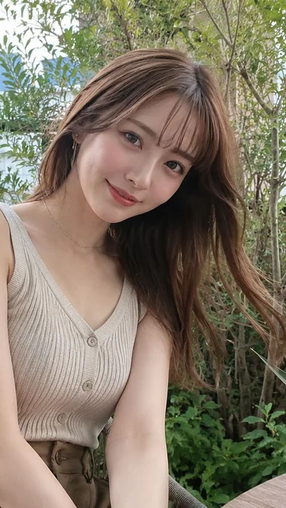 阳台藤椅上的都市女性人像