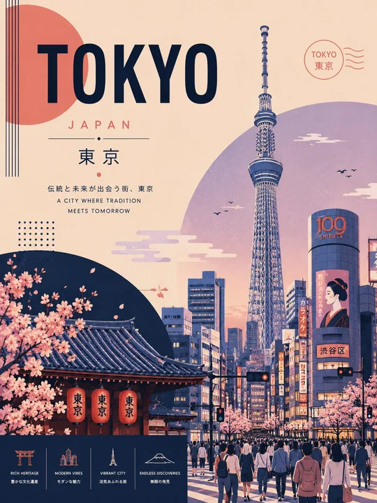复古札幌冬季旅游海报设计