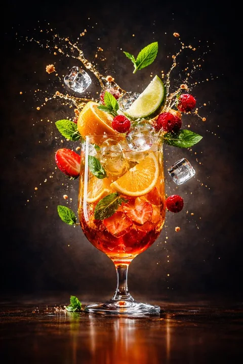 Art hyper-réaliste de cocktails suspendus