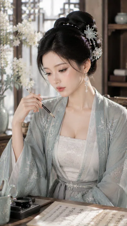 东方古典书卷气女性美妆近景写真