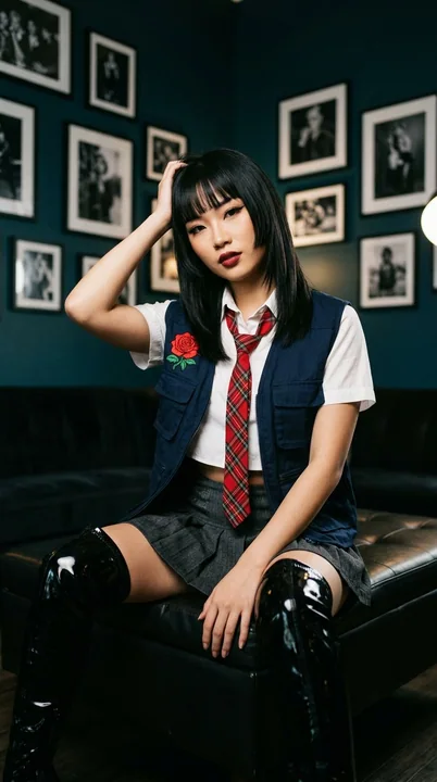 姬发式东亚女性时尚肖像Kpop风格