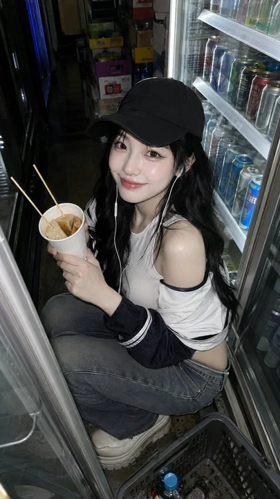 韩系女友便利店夜宵数码卡片机抓拍