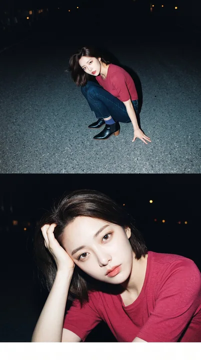 90年代胶片感深夜公路女性写实肖像