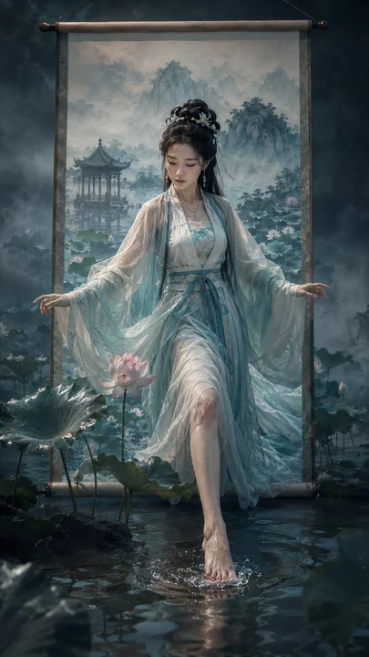 莲水神女踏墨而来:出画入世之境