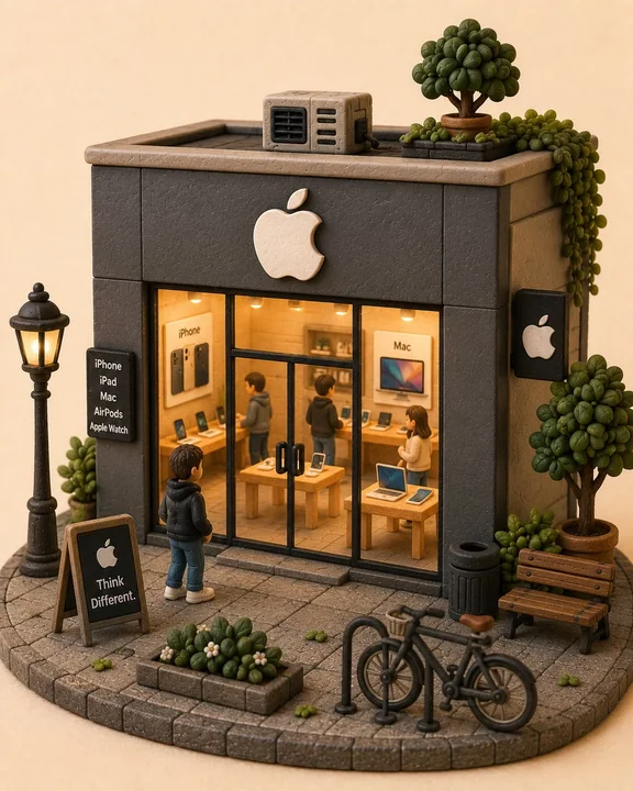 品牌商店微缩手工粘土模型