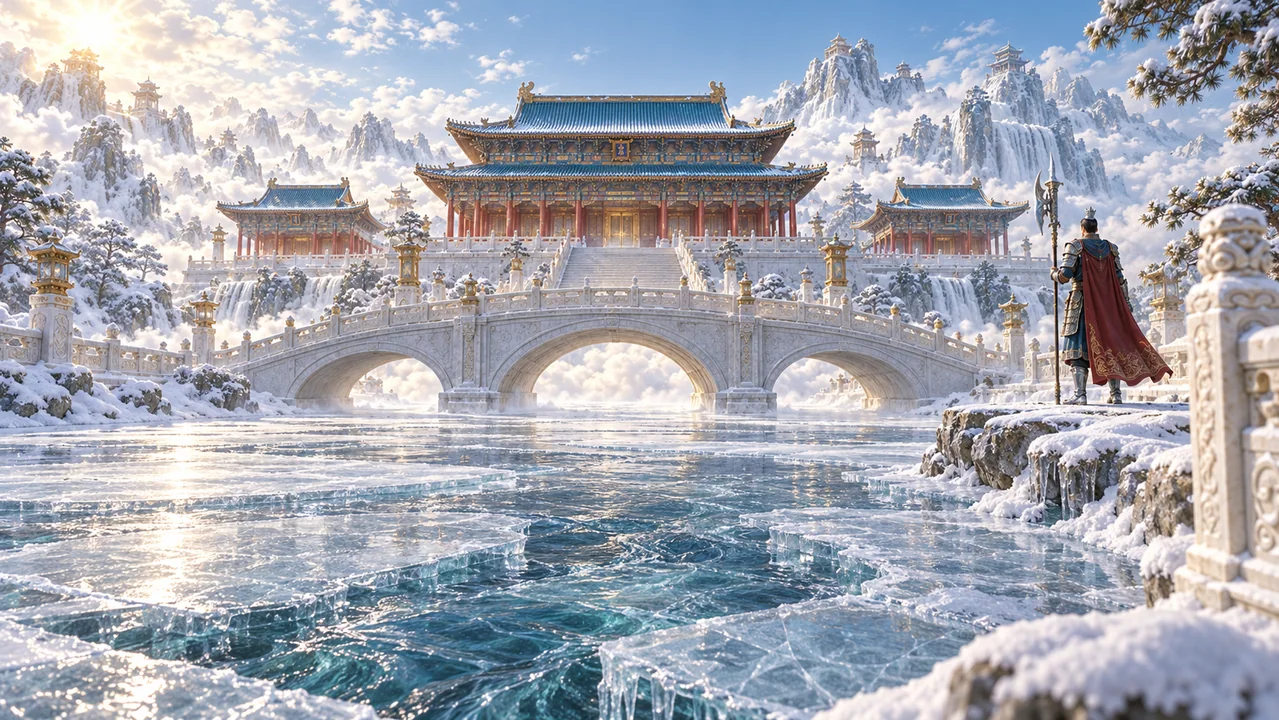 冰河开阙北辰雪宫:东方神话冬日盛景