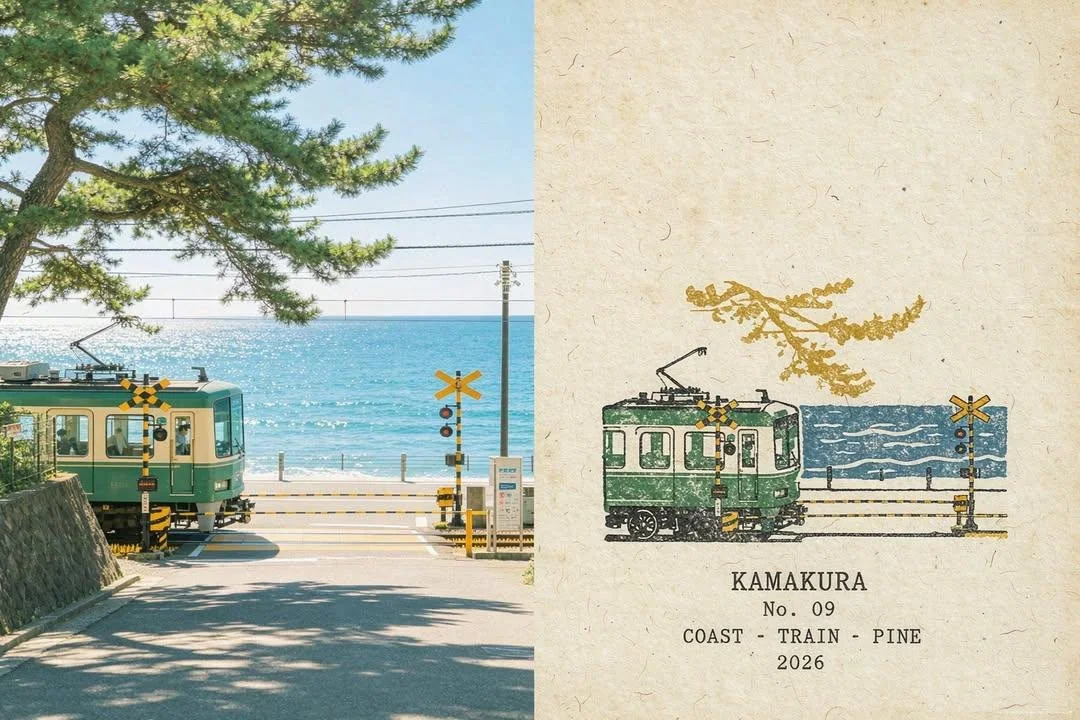 复古旅行明信片摄影与手绘分屏海报