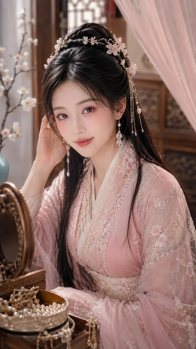 古风柔雾美妆东方贵女妆台写真