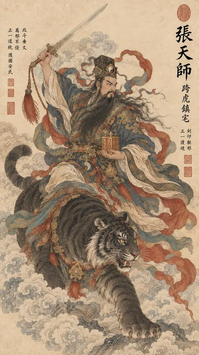 中国传统工笔重彩神明挂轴模板
