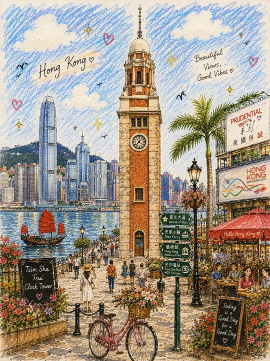 手绘复古欧洲绘本风格旅游场景