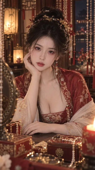 古风夜色美妆写真东方古典贵女