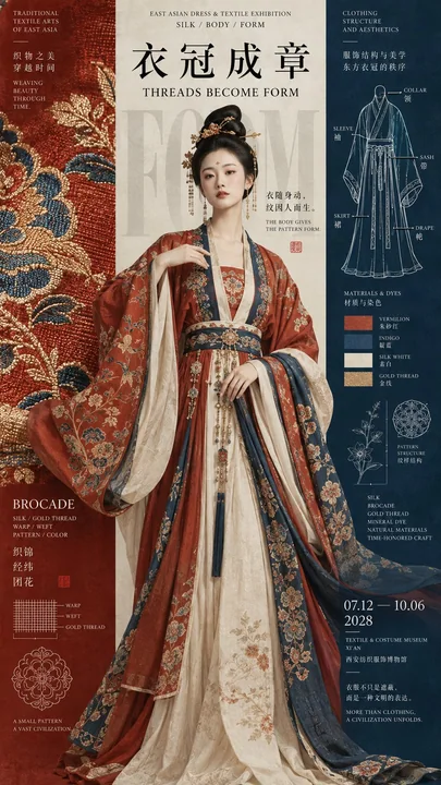 东方文化竖三栏展览海报设计
