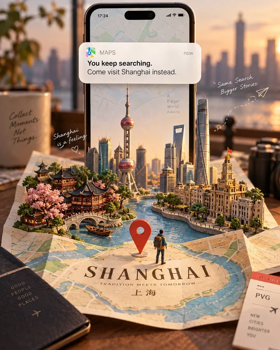 目的地折纸粘土微缩模型旅游海报